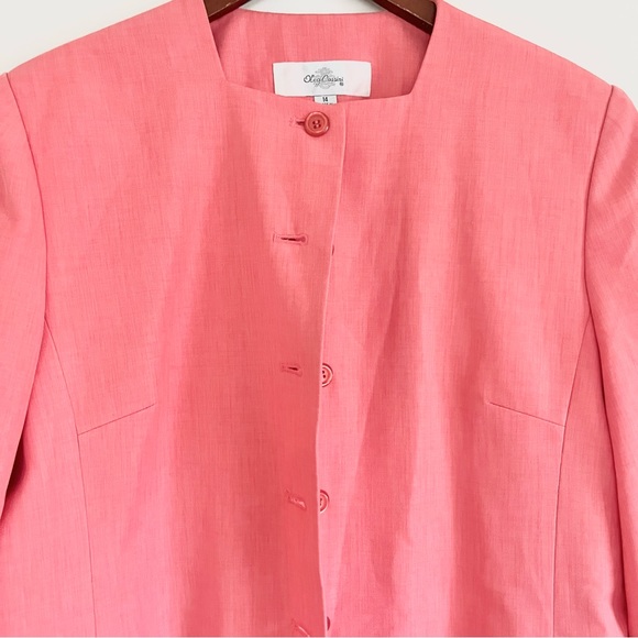 Oleg Cassini Salmon Pink Long Blazer Upper Buttons Workwear Professional Coat 14 - Picture 5 of 10